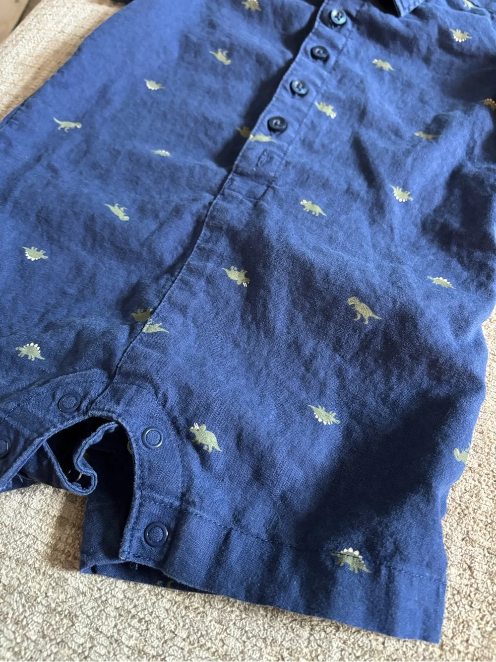 Carter's Navy Short-Sleeve Dino Romper